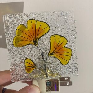 Viva Terra Fused Glass Orange Ginkgo Nightlight